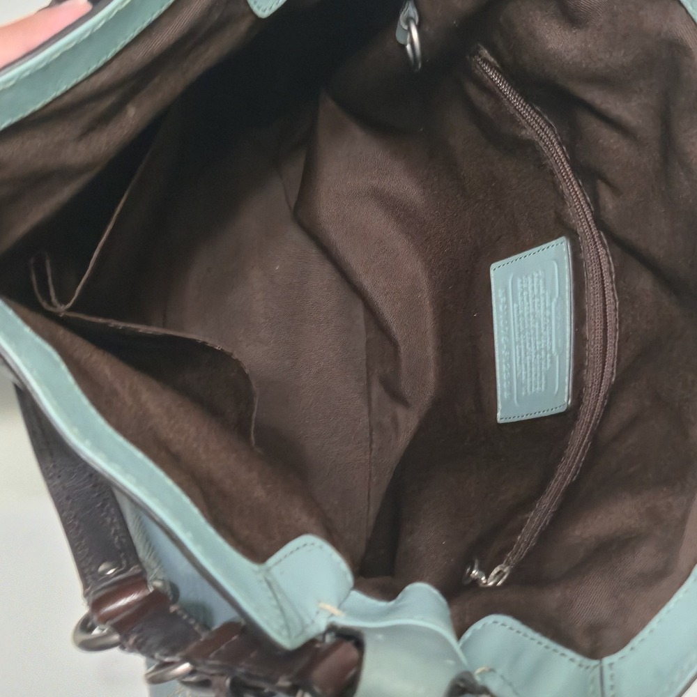 COACH Chelsea Hobo Bag Teal Pebbled Leather Turn Lock Shoulder Purse F12338 - Picture 6 of 9